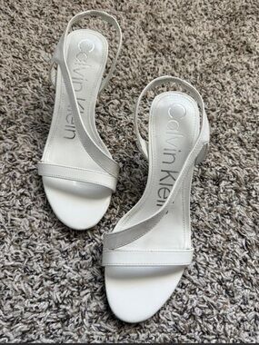 Calvin Klein White Slingback Heeled Sandals